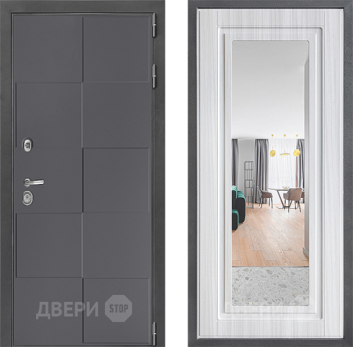 Входная металлическая Дверь Дверной континент ДК-3/606 ФЛЗ Зеркало Сандал белый в Серпухове