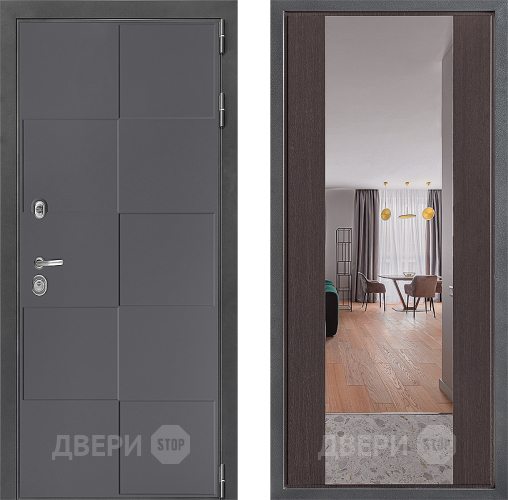 Входная металлическая Дверь Дверной континент ДК-3/606 ФЛЗ-1 Зеркало Венге в Серпухове