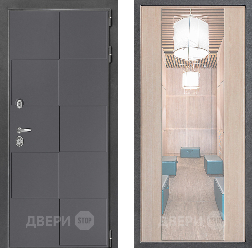 Входная металлическая Дверь Дверной континент ДК-3/606 ФЛЗ-1 Зеркало Капучино в Серпухове