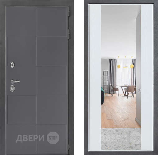 Дверь Дверной континент ДК-3/606 ФЛЗ-1 Зеркало Белое дерево в Серпухове