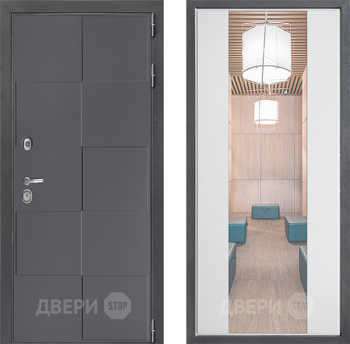 Входная металлическая Дверь Дверной континент ДК-3/606 ФЛЗ-1 Зеркало Белый софт в Серпухове