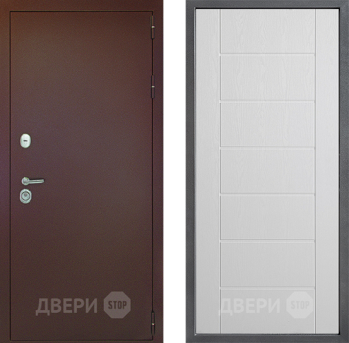 Входная металлическая Дверь Дверной континент Рубикон Медь Дизайн ФЛ-Лайн Белое дерево в Серпухове