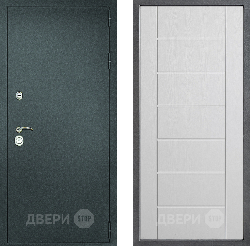 Дверь Дверной континент Рубикон Серебро Дизайн ФЛ-Лайн Белое дерево в Серпухове