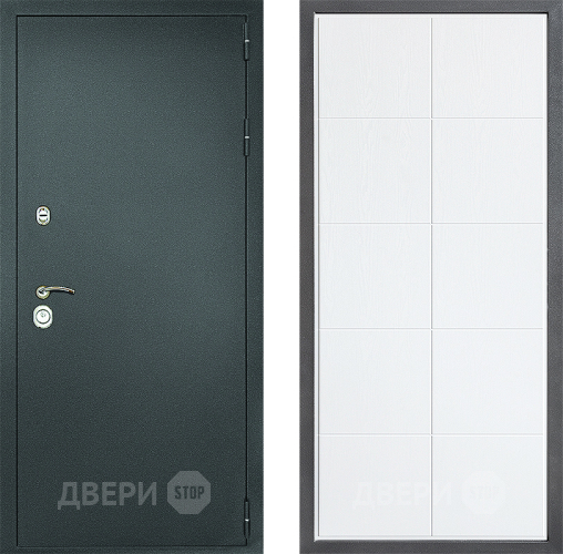 Входная металлическая Дверь Дверной континент Рубикон Серебро Дизайн ФЛ-Кватро Белое дерево в Серпухове