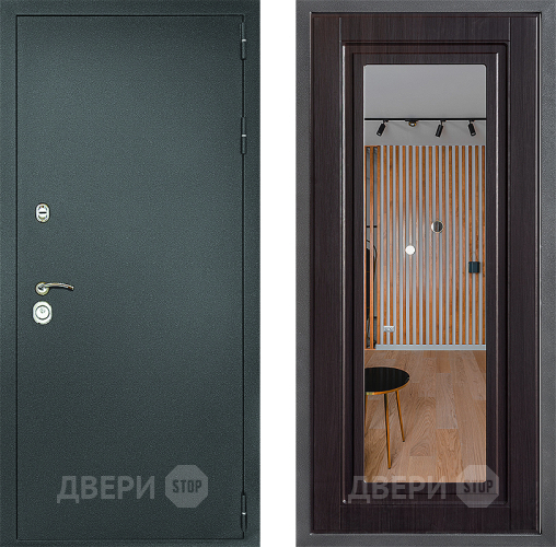 Дверь Дверной континент Рубикон Серебро Дизайн ФЛЗ Зеркало Венге в Серпухове