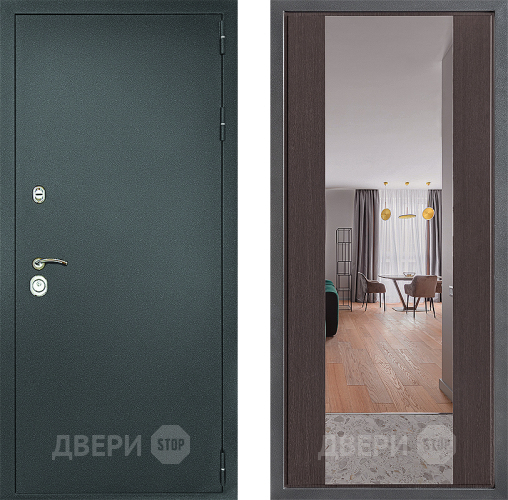Входная металлическая Дверь Дверной континент Рубикон Серебро Дизайн ФЛЗ-1 Зеркало Венге в Серпухове