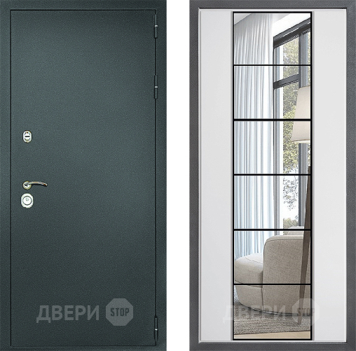 Дверь Дверной континент Рубикон Серебро Дизайн ФЛЗ-2 Зеркало Белый софт в Серпухове