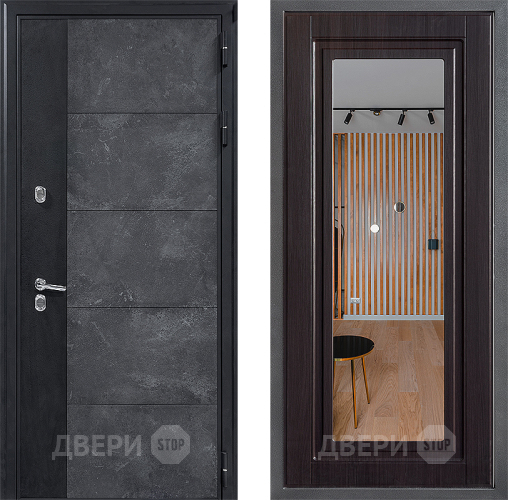 Дверь Дверной континент ДК-15 Бетон ТЕРМО ФЛЗ Зеркало Венге в Серпухове