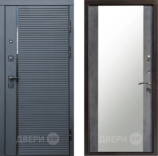 Дверь Престиж Черная Линия Зеркало Бетон темный в Серпухове