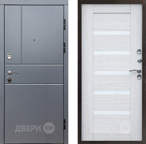 Входная металлическая Дверь Престиж Горизонт Грэй Царга Лиственница белая в Серпухове