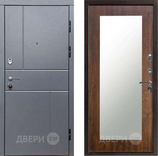 Входная металлическая Дверь Престиж Горизонт Грэй Зеркло Пастораль Дуб в Серпухове