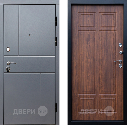 Входная металлическая Дверь Престиж Горизонт Грэй Премиум Орех темный в Серпухове