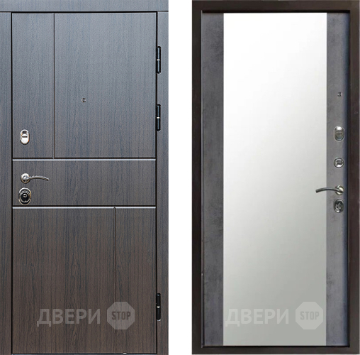 Входная металлическая Дверь Престиж Горизонт Венге Зеркало Бетон темный в Серпухове