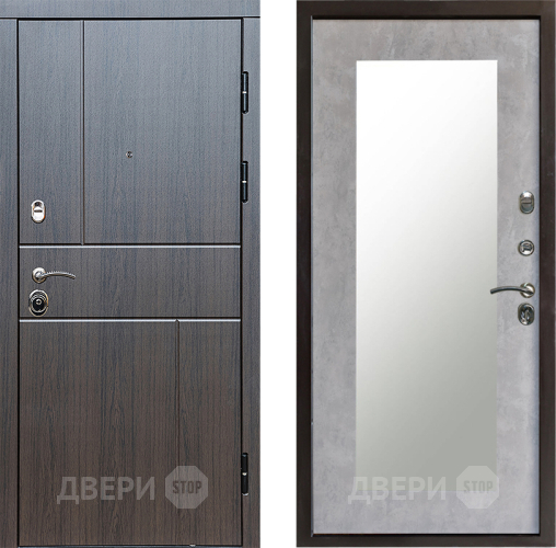 Входная металлическая Дверь Престиж Горизонт Венге Зеркло Пастораль Бетон светлый в Серпухове
