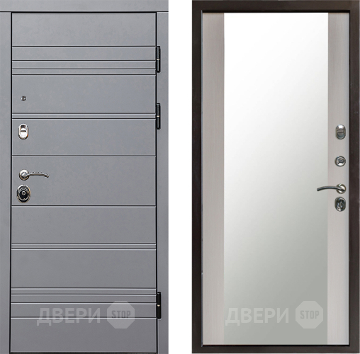 Входная металлическая Дверь Престиж Линия Грэй Зеркало Лиственница белая в Серпухове