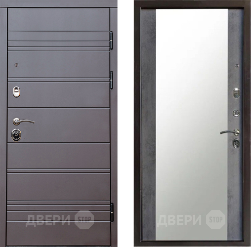 Дверь Престиж Линия Браун Зеркало Бетон темный в Серпухове