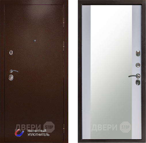 Дверь Престиж Медь Зеркало Белый софт в Серпухове