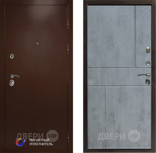 Входная металлическая Дверь Престиж Медь Горизонт Бетон темный в Серпухове