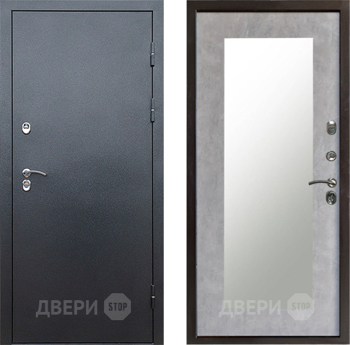 Входная металлическая Дверь Престиж TERMO с терморазрывом Снегирь Серебро Зеркало пастораль Бетон светлый в Серпухове