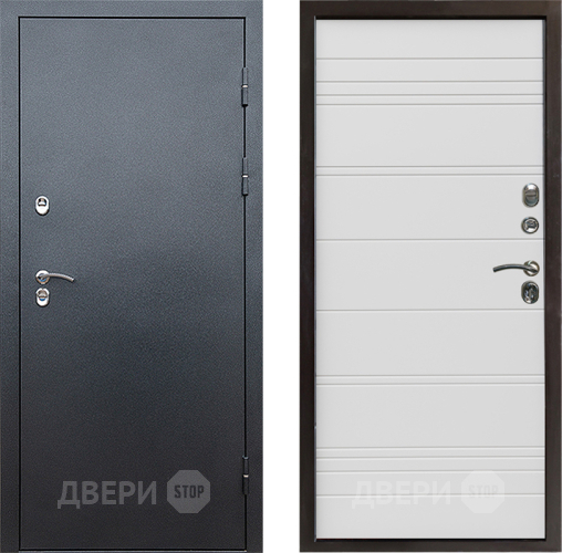 Входная металлическая Дверь Престиж TERMO с терморазрывом Снегирь Серебро Line Белый в Серпухове