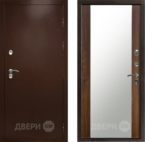 Входная металлическая Дверь Престиж TERMO с терморазрывом Снегирь Медь Зеркало Дуб в Серпухове