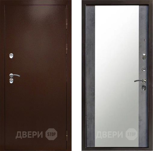Входная металлическая Дверь Престиж TERMO с терморазрывом Снегирь Медь Зеркало Бетон темный в Серпухове