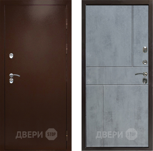 Входная металлическая Дверь Престиж TERMO с терморазрывом Снегирь Медь Горизонт Бетон темный в Серпухове