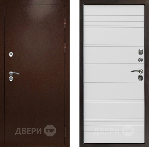 Входная металлическая Дверь Престиж TERMO с терморазрывом Снегирь Медь Line Белый в Серпухове