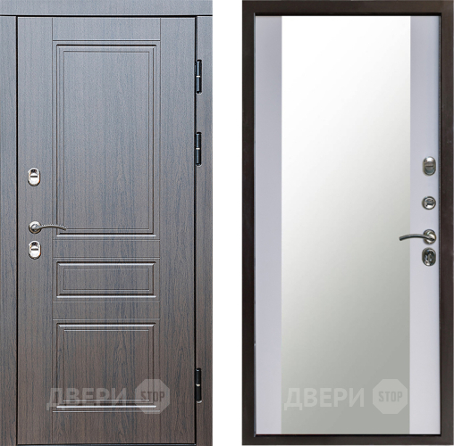 Входная металлическая Дверь Престиж TERMO с терморазрывом Классика Зеркало Белый софт в Серпухове