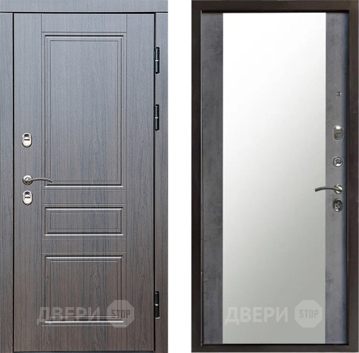Входная металлическая Дверь Престиж TERMO с терморазрывом Классика Зеркало Бетон темный в Серпухове
