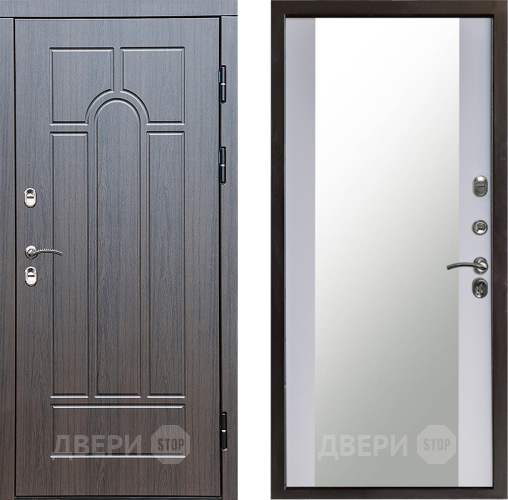 Входная металлическая Дверь Престиж TERMO с терморазрывом Арка Зеркало Белый софт в Серпухове