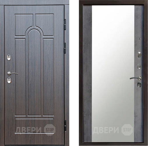 Входная металлическая Дверь Престиж TERMO с терморазрывом Арка Зеркало Бетон темный в Серпухове