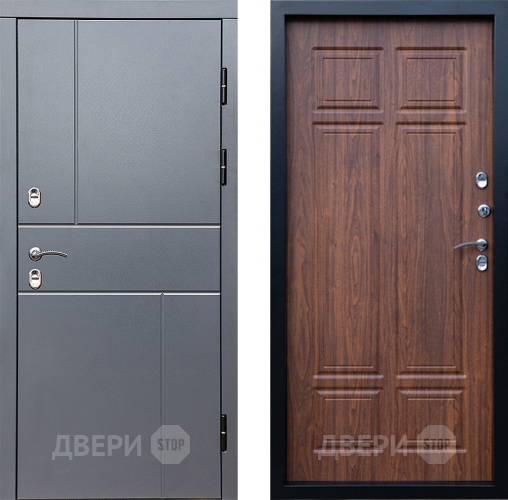 Входная металлическая Дверь Престиж TERMO с терморазрывом Горизонт Грэй Премиум Орех темный в Серпухове