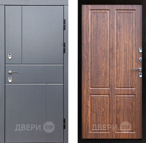 Входная металлическая Дверь Престиж TERMO с терморазрывом Горизонт Грэй Премиум Орех светлый в Серпухове