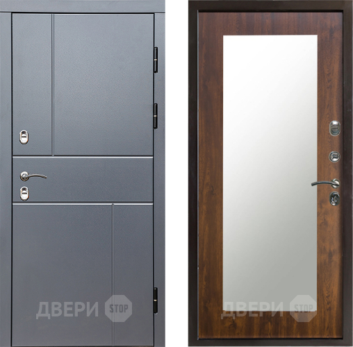 Входная металлическая Дверь Престиж TERMO с терморазрывом Горизонт Грэй Зеркало пастораль Дуб в Серпухове