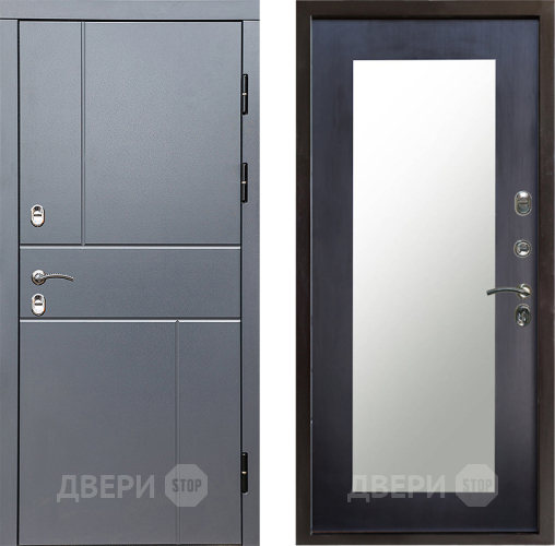 Входная металлическая Дверь Престиж TERMO с терморазрывом Горизонт Грэй Зеркало пастораль Венге в Серпухове