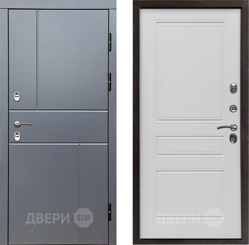 Входная металлическая Дверь Престиж TERMO с терморазрывом Горизонт Грэй Классика Белый матовый в Серпухове