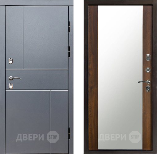 Входная металлическая Дверь Престиж TERMO с терморазрывом Горизонт Грэй Зеркало Дуб в Серпухове