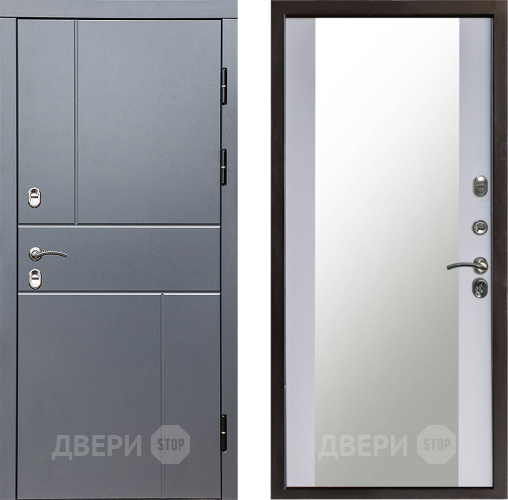 Дверь Престиж TERMO с терморазрывом Горизонт Грэй Зеркало Белый софт в Серпухове