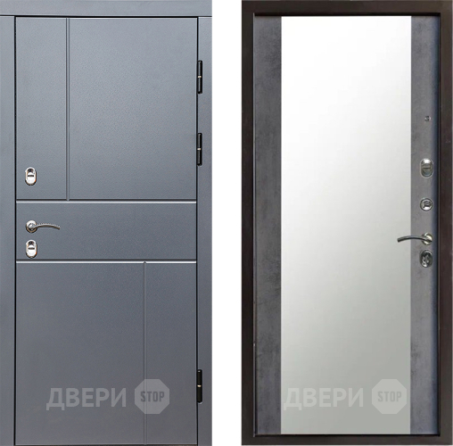Входная металлическая Дверь Престиж TERMO с терморазрывом Горизонт Грэй Зеркало Бетон темный в Серпухове
