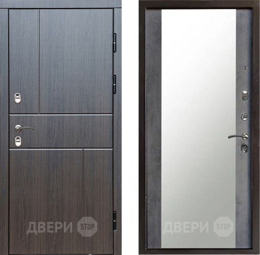 Входная металлическая Дверь Престиж TERMO с терморазрывом Горизонт Венге Зеркало Бетон темный в Серпухове