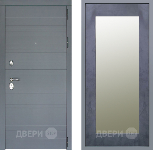 Дверь Заводские двери Лира Софт графит Зеркало Модерн Бетон темный в Серпухове