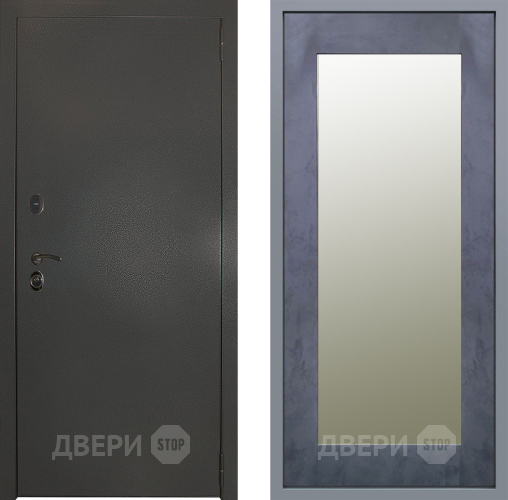 Дверь Заводские двери Эталон 3к антик серебро Зеркало Модерн Бетон темный в Серпухове