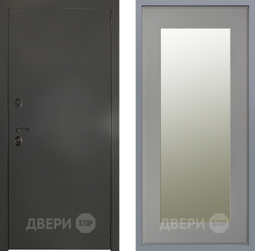 Дверь Заводские двери Эталон 3к антик серебро Зеркало Модерн Грей софт в Серпухове