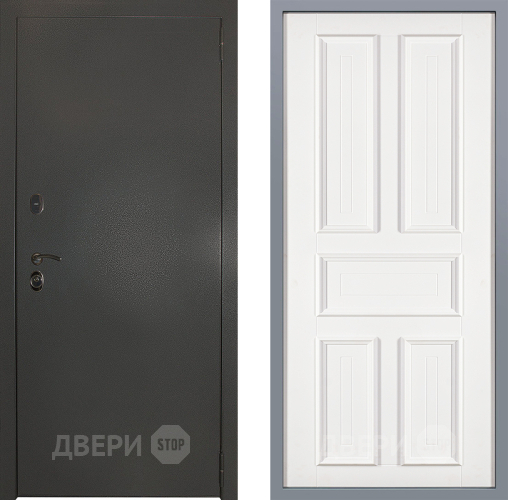 Дверь Заводские двери Эталон 3к антик серебро Уругвай Белый софт в Серпухове