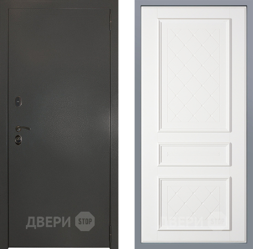 Дверь Заводские двери Эталон 3к антик серебро Урбино Белый софт в Серпухове