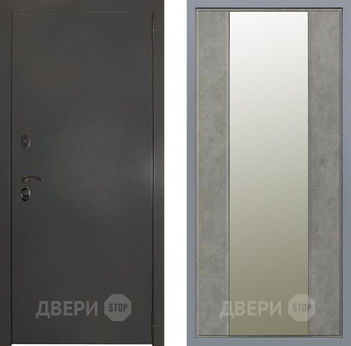 Дверь Заводские двери Эталон 3к антик серебро Зеркало Макси Бетон темный в Серпухове