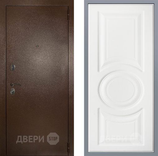 Дверь Заводские двери Эталон 3к антик медь Неаполь Лофт белый в Серпухове