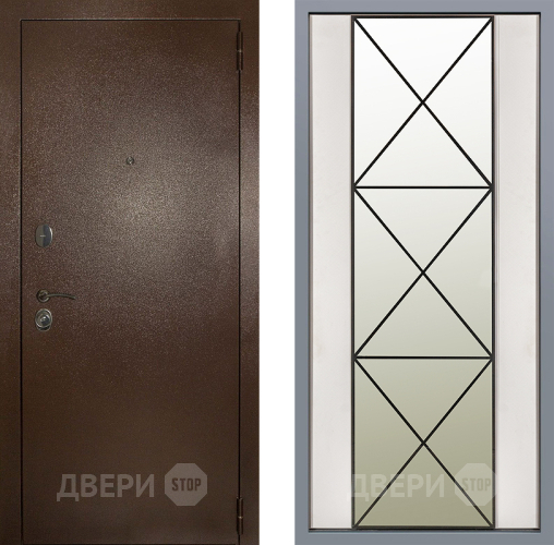 Дверь Заводские двери Эталон 3к антик медь Зеркало Перфекто Структурное дерево в Серпухове