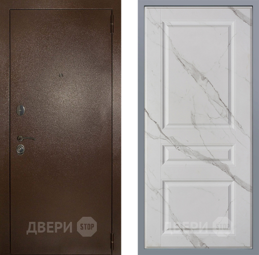 Дверь Заводские двери Эталон 3к антик медь Стокгольм Мрамор белый в Серпухове